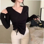 여성 랩스타일 브이넥 니트티 긴팔니트 봄 가을 겨울