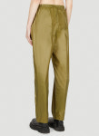 GANNI 24 FW 가니 엘라스틱 밴드 웨이스트 쉘 트랙 팬츠 카키 757