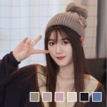 가을 겨울 따뜻한 꽈배기 융털 기모 방울비니 모자
