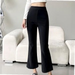 스판 밴딩 부츠컷 나팔 팬츠 여성 크롭 슬랙스 바지