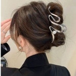 올림머리 포니테일 심플 웨이브 물결 집게핀 머리핀