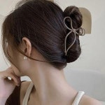 깔끔한 디자인 여성 올림머리 반묶음머리 리본 집게핀