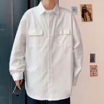 4컬러 오버핏 무지 포켓 긴팔 캐주얼 남자 셔츠