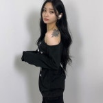 빈티지 엔젤 루즈핏 오프숄더 체인 긴팔 티셔츠 L