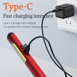 휴대용 LED 손전등 측면 COB 배터리 내장 USB C 충전식 미니 펜 클립 라이트 하단 자석 검사 작업