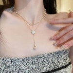 레이어드 여친선물 진주 목걸이 청순 플라워 두줄세트