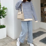 여성 스트라이프 긴팔 맨투맨 루즈핏 티셔츠 봄 가을