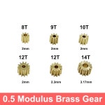 0 5 계수 8T 9T 10T 12T 14T 금속 구리 황동 기어 피니언 변속기 맞춤 모터 2 m 3 샤프트 DIY RC 자동차 8T T th Shaft