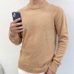 라운드넥 남자 니트 티셔츠 가을 데일리 데이트 코디