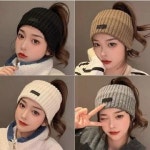 사러왕 넓은 면 헤어밴드 남자 여자 니트 무지 반다나 헤어밴드 머리띠 골지 니트 와이드 겨울 방한머리띠