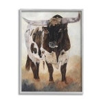 Stupell Industries Longhorn 가축 그림 프레임 지클레이 아트 디자인 캐시 윙클러