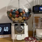 커피 네스프레소 뽑기 뽑기통 화이트바디 실버배색 미니 커피캡슐 1 뽑기기계 보관함