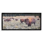 Stupell Industries Bison Herd Rural Stream 프레임 지클레이 아트 디자인 Lindsay Scott의