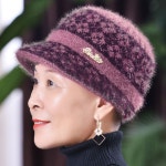 기모 캡비니 모자 여자 엄마 겨울 방한 털모자 와인