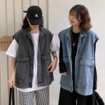 레나 트렌디 데님조끼