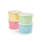 타파웨어 Tupperware Heritage Collection 빈티지 색상의 8피스 식품 보관 용기 세트 식 4 Short Canister Set - Heritage Multicolor