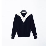 EAMT 여자 겨울 니트 긴팔 시크 봄가을 흑백 펀칭 풀오버 루즈핏 패치 브이넥 EUNG4