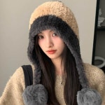 귀여운 왕방울 모자 귀달이 소두 페이크 도톰 벙거지 투톤 버킷햇 트렌디 무드 연출 따뜻