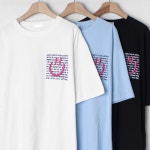 트임 반팔티 레터링 여성큰옷 자수 307O429S
