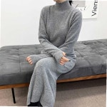 목폴라 니트티셔츠 스커트 세트 가을 겨울 하객