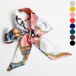 패턴 쁘띠 미니 스카프 가방끈 장식 헤어 액세서리 골드블랙