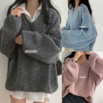 오버핏 알파카 울 니트 빅 사이즈 니트 올리졸리 H0623