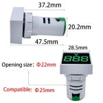 사각형 패널 LED 디지털 전압 계량기 표시등 조명 테스터 미니 AC 개 60-500V 1