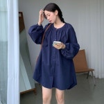 루즈핏 셔링 셔츠 데일리룩 미니멀 원피스 롱셔츠
