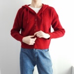 여자 가을 간절기 후드가디건 루즈핏 크롭 숏 니트 가디건