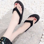 여성 데일리 여름 통굽 웨지힐 슈즈 슬리퍼 신발