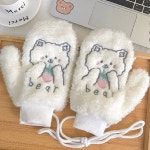 여성 겨울 따뜻한 곰돌이 벙어리장갑