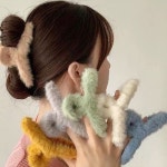 밍크 인조퍼 꼬임 올림머리 헤어 집게핀