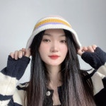 레인보우 니트 버킷햇 벙거지모자