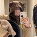 곰돌이귀 니트 뜨개 바라클라바 후드 모자