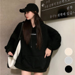 여성 캐주얼룩 오버핏 영문레터링 긴팔 후드 티셔츠