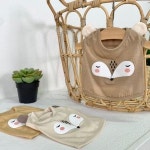 강아지 폭스 크롭티 1P 반려견 봄가을 배꼽 티셔츠 모카 M