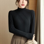 겨울 여성 소프트웜 하프넥 반목 긴팔티셔츠 목폴라
