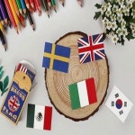 바이나쿠 라벨 스티커팩 국기 4개 다꾸 스티키 꾸미기 세트