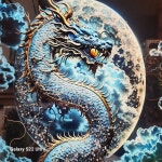 시떼몰 여의주 푸른 청룡 청용 아크릴 큐빅 입체 용 풍수 액자 40 60사이즈