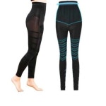 나선형 무늬 슬림 압박 타이즈 무발 스타킹 사계절 블랙M 55