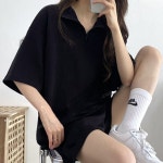 여성 루즈핏 반집업 아노락 상하의 반팔 반바지 세트