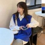 오버핏 브이넥 니트 베스트