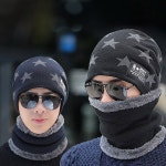 남성 겨울 방한 모자 별 무늬 넥워머 비니 세트