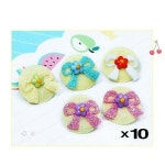 애견 원형리본 고무줄 머리끈 X10 랜덤 털관리