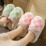 겨울 도톰 체크 털 실내화 슬리퍼 사무실 병원 푹신 도톰체크털실내화 S