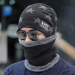 남여공용 따뜻한 융털 기모 스타 넥워머 비니 세트