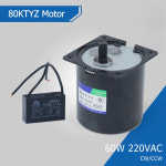 60W 220V AC 영구 자석 동기 모터 CW CCW 저속 2 5 5 10 15 20 30 50 60 80 110rpm 01 17 30rpm no bracket 80KTYZ