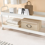 키모 이동식 수납 트롤리 행거 2단 400 다용도 스탠드 옷걸이 미니 옷장 선반 KM-R6704