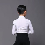 모던 댄스 라틴 라인 어린이 바디수트 긴팔 상의 차차 룸바 삼바 의상