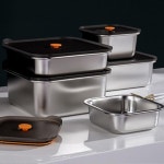 리빙하임 레벤호프 렌지형 스텐 찬통 밀폐용기 중 대 시리즈 정사각